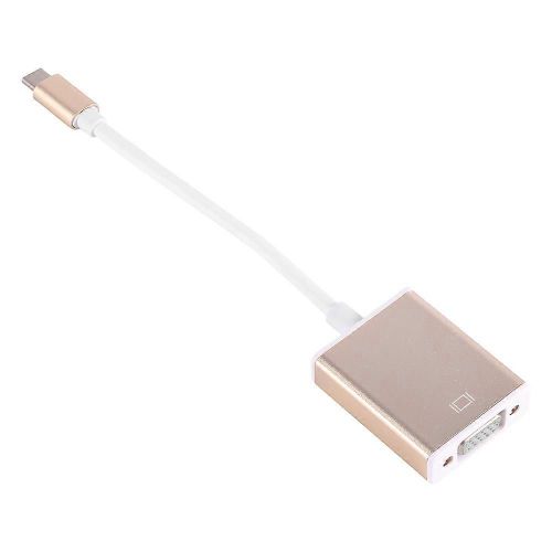 Câble adaptateur USB 3.1 Type C réversible vers VGA HDTV avec boîtier en aluminium doré