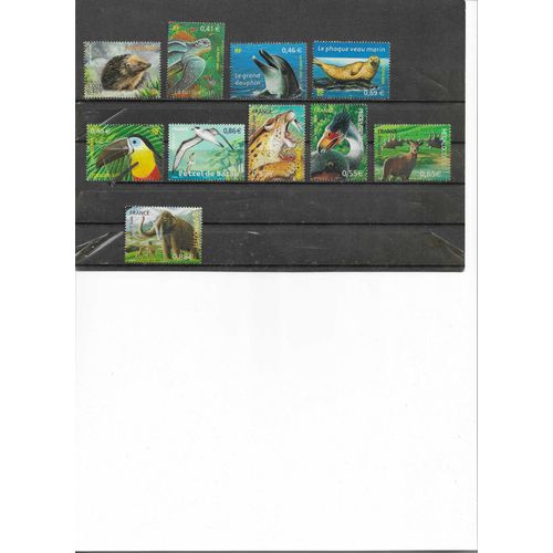10 Timbres Neufs Faune Animaux France 2001