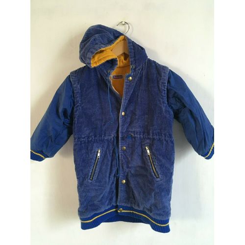 Manteau Bleu Dur / Jaune Catimini Taille 6 Ans En Velours Idée Cadeau