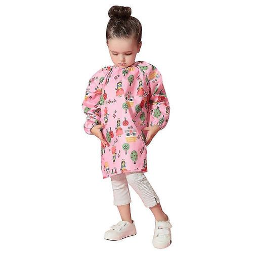 Impression Rose Peinture Imperméable Tablier À Manches Longues Dessin Art Blouse Vêtements De Protection Pour Enfants Enfants - Taille