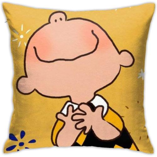 Taie D'oreiller Décorative Douce Charlie Brown Happy, Taie D'oreiller Carrée Confortable, Housse De Coussin De Luxe Pour Canapé, Lit, Chaise, Voiture, Décoration D'intérieur (45,7 X 45,7 Cm)