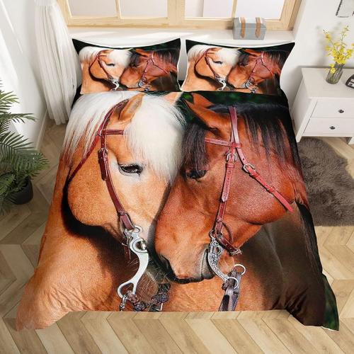 D Cheval Parure De Lit Pour Enfants Gar?Ons Chambre Couple Chevaux Lit Housse De Couette Ferme Th¿¿Me Housse De Couette Prairie D¿¿Cor