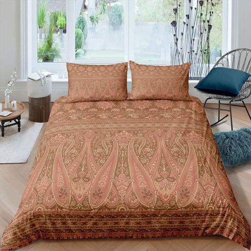 Parure De Lit Paisley Pour Enfants Filles, Housse De Couette Chic, Imprim¿¿ Floral Exotique, Design De Style Indien, Housse De Couette En Polyester Doux