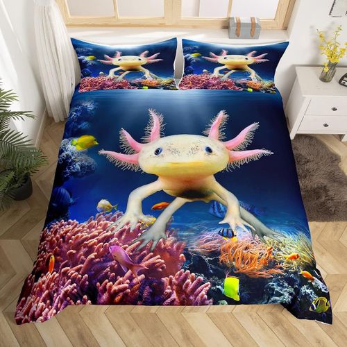 Axolotl ¿C Housse De Couette Mignonne, Ensemble De Literie En Forme De Poisson, Vie Marine, Pour Enfants Et Adolescentes, D¿¿Cor De Chambre De Filles, Th¿¿Me Animal De Dessi