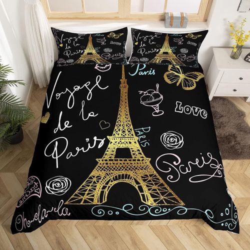 Housse De Couette Tour Eiffel, Ensemble De Literie Complet Avec Motifs Floraux, Papillons, Dessins Anim¿¿S, Pour Enfants, Adolescents Et Adultes, D¿¿Cor De Chambre, C¿¿L¿¿Bre