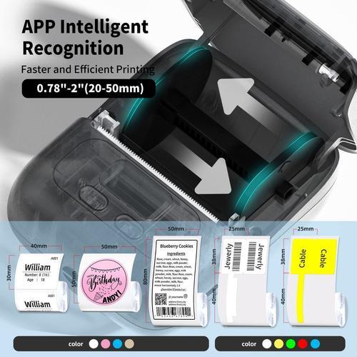 M110 Portable Imprimante d'étiquettes - imprimante etiquette Bluetooth  thermique étiqueteuse,Utilisé au bureau,code à barres,petite  entreprise,magasin,Compatible avec Android et ios - Noir dontodent