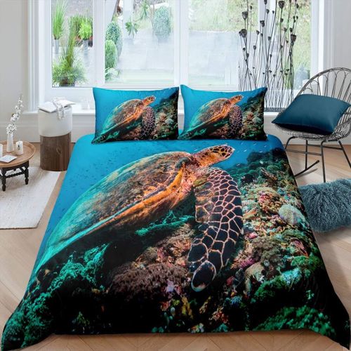 Housse De Couette, Th¿¿Me Animal Sous-Marin, Tortue De Mer, Ensemble De Literie Imprim¿¿, Pour Enfants, Gar?Ons Et Filles