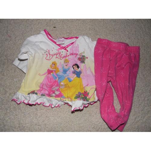 Joli Pyjama Bébé Fille 2 Pièces Disney Les Princesses Taille 9/12 Mois Idée Cadeau