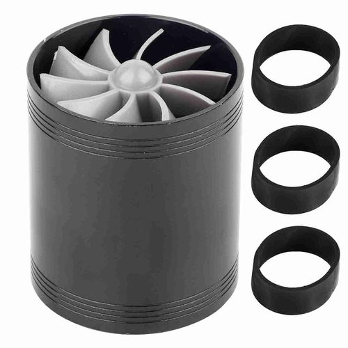 Voiture Air Admission Turbonator Double Ventilateur Turbine Super Chargeur Gaz Fuel Saver Turbo Noir