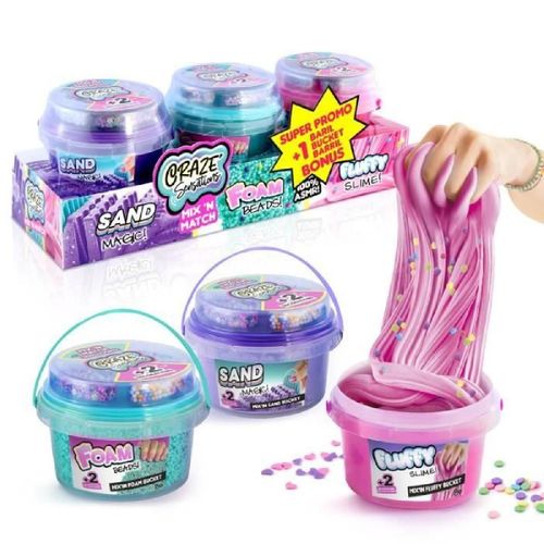 Craze Sensations 2 Barils + 1 Bonus - Sand Sable Magique. Foam Billes De Mousse. Slime Fluffy