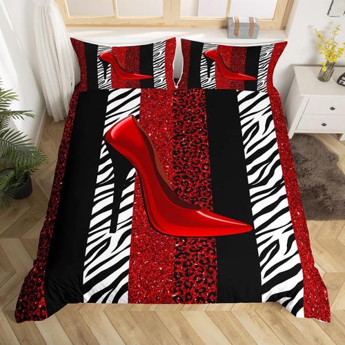 Housse De Couette ¿¿ Talons Hauts Pour Enfants, Ensemble De Literie ¿¿ Paillettes, L¿¿Opard, Z¿¿Bre, Peau D'animaux, D¿¿Cor De Chambre Pour Filles Et Femmes, Bande G¿¿Om¿¿Trique