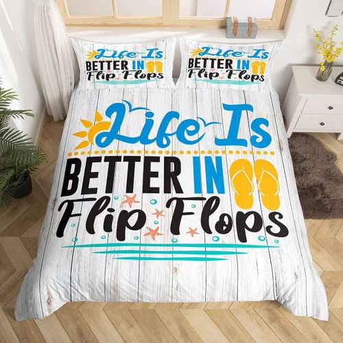 Ensemble De Literie De Plage Oc¿¿An, Housse De Couette Rustique, Ferme, Pour Adolescents, Enfants, Femmes, Hommes, D¿¿Cor De Cabine En Bois, Citations Amusantes, Vacances
