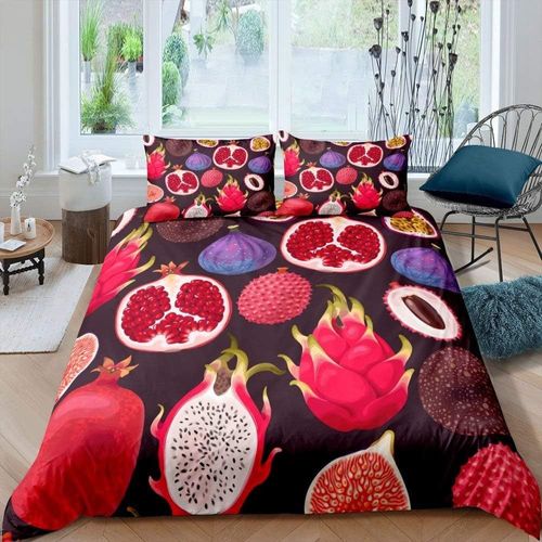 Housse De Couette Aquarelle Pitaya Grenade Et Litchi, Ensemble De Literie ¿¿ Th¿¿Me Fruits Exotiques Pour Enfants, Doux P