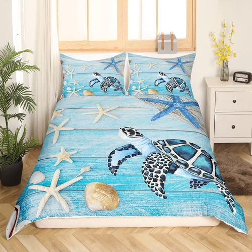 Housse De Couette En Forme De Tortue De Mer, Ensemble De Literie Bleu, ¿¿Toile De Mer, Pour Enfants, Adolescents, Adultes, D¿¿Cor De Chambre, Style Marin Hawa?En, Ferme Rus