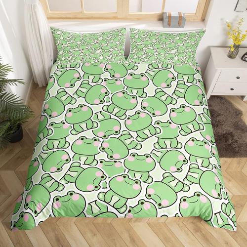 Housse De Couette En Forme De Grenouille, Ensemble De Literie Avec Animaux De Dessin Anim¿¿, Reine, Pour Enfants, Adolescents, Gar?Ons Et Filles, D¿¿Cor De Chambre, Couette