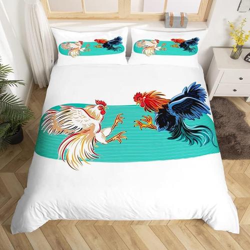 Housse De Couette Imprim¿¿E Poulet, Pour Gar?Ons Et Filles, Housse De Couette, Coq, Ferme, Ensemble De Literie, D¿¿Cor De Chambre D'enfants Et D'adolescents, Lit C