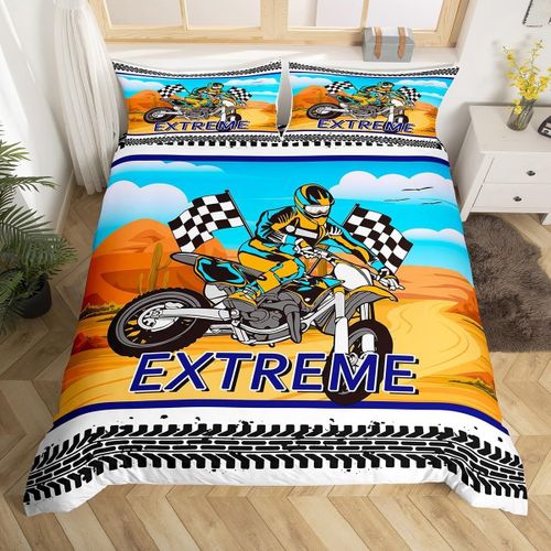 Ensemble De Literie Pour Moto, Housse De Couette Pour Cavalier De Motocross, Pour Enfants, Adolescents, Gar?Ons Et Filles, Housse De Couette D¿¿Corative Pour Moto De Cours