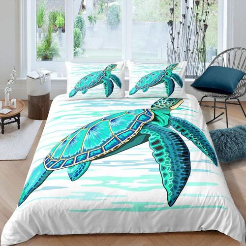 Housse De Couette Tortue De Mer, Ensemble De Literie Pour Enfants, Gar?Ons Et Filles, Th¿¿Me Vie Marine, Oc¿¿An, Housse De Couette G¿¿Om¿¿Trique