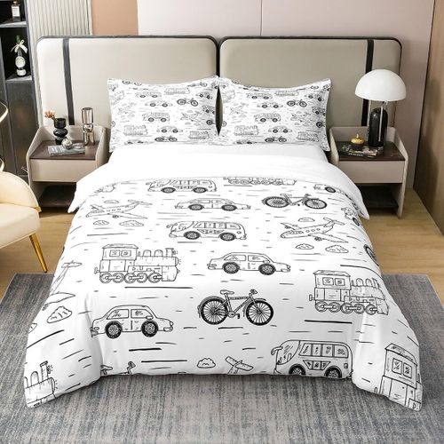 Housse De Couette Avec Dessin Anim¿¿, Voiture, Avion, Bus, Train, Graffiti, Ensemble De Literie D¿¿Coratif Pour Enfants, Gar?Ons Et Filles, Joli V¿¿Hicule D'avion