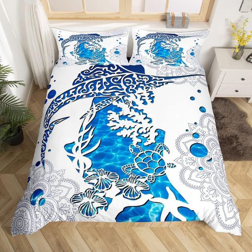 Housse De Couette Pour Enfants, Monde Sous-Marin, Tortue De Mer, Cr¿¿Ature De L'oc¿¿An, Ensemble De Literie, Motif Mandala, Silhouette, Housse De Couette Pour Filles