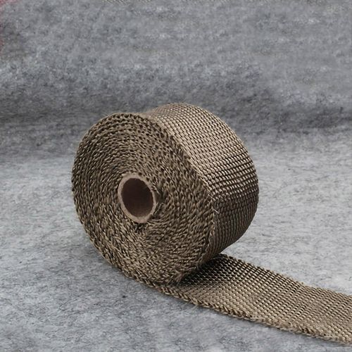 Rouleau d'emballage thermique d'échappement Ruban d'isolation acoustique de tuyau d'échappement résistant aux hautes températures pour moto5mmx50mmx5m / 0.2inx2inx5.5yd Titane Or