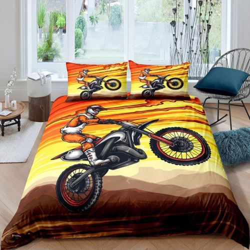 Parure De Lit Pour Cavalier De Motocross, Housse De Couette ¿¿ Motif De Moto, Pour Adolescents, Gar?Ons Et Enfants, Th¿¿Me Sports Extr¿ºmes