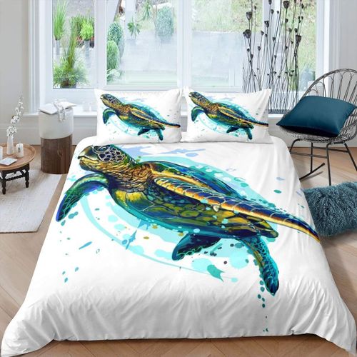Housse De Couette Pour Enfants, Housse De Couette, Tortue De Mer, Dessin Anim¿¿, Reptile, Ensemble De Literie Imprim¿¿, Sarcelle, Oc¿¿An, Animaux Marins, Housse De Couette P