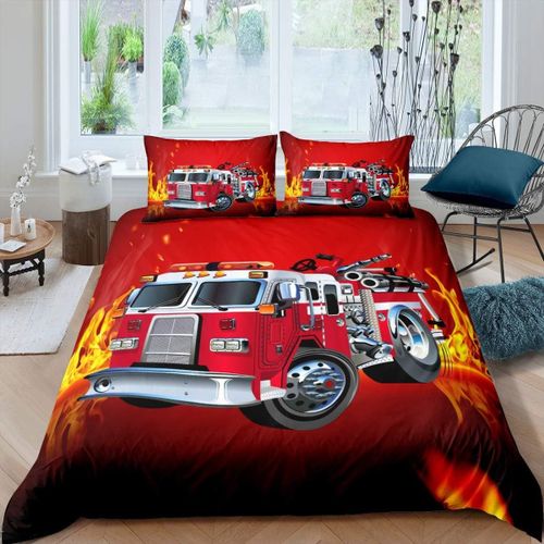 Housse De Couette En Forme De Camion De Pompier, Ensemble De Literie Pour Enfants, V¿¿Hicule De Pompier, Pour Gar?Ons Et Filles, Enfants Et Adolescents, D¿¿Cor De Chambre ¿¿
