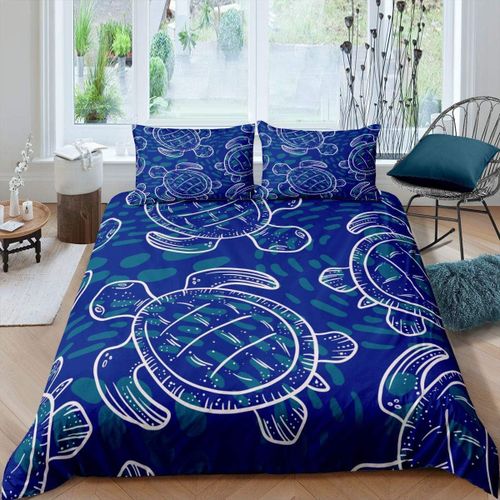 Housse De Couette Tortue De Dessin Anim¿¿, Th¿¿Me Oc¿¿An, Housse De Couette Pour Gar?Ons Et Filles, D¿¿Coration De Chambre ¿¿ Coucher, Avec 2 Taies D'oreiller