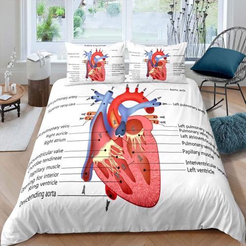 Housse De Couette ¿¿Ducative Structure Du C?Ur, Corps Humain, Anatomie, Veines, Biologie, Corail, Rouge, D¿¿Coration De Chambre ¿¿ Coucher : Quil