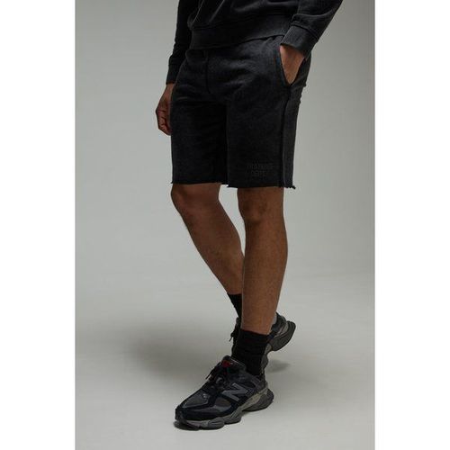 Short De Sport Délavé À Slogan - Man Active Homme - Noir - Xs, Noir