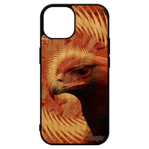 Coque Bois Aigle Iphone 15 Silicone Orange Animaux Royal Texture Caoutchouc Design Rapace Housse Oiseau Antichoc Animal Mobile