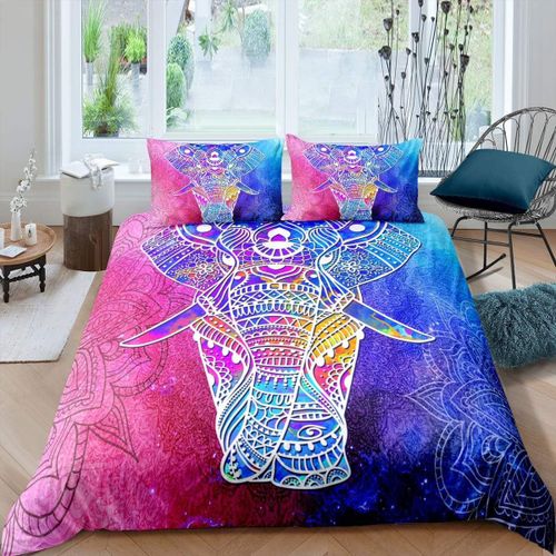 Housse De Couette En Forme D'¿¿L¿¿Phant Exotique Pour Femmes, Ensemble De Literie Design Boho Mandala, Chic, Boh¿¿Me, Animal Sauvage, Housse De Couette Pour Filles, Pu