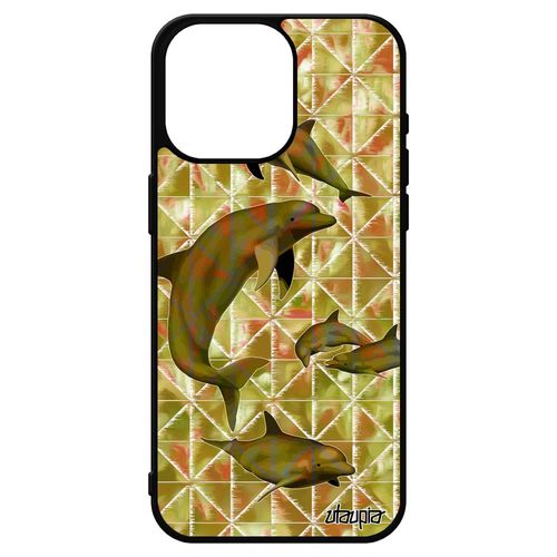 Coque Iphone 15 Pro Max Silicone Dauphin Housse Vert Graphique Design Fonds Marins Ocean Metal Animaux Mobile Souple Mer De