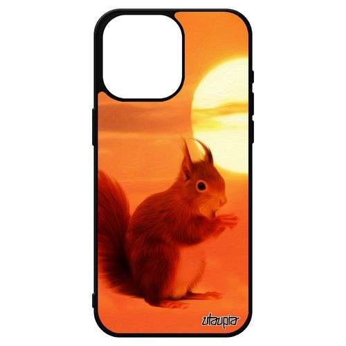 Coque Ecureuil Roux Iphone 15 Pro Max Silicone Animaux Alu Couché De Soleil Mignon Petit Housse Orange Design Foret Case Ciel