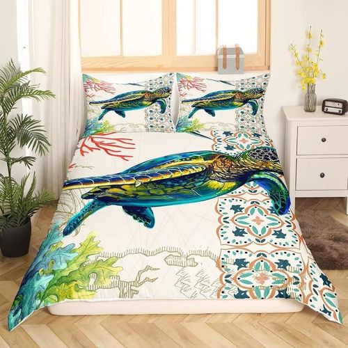 Housse De Couette En Forme De Tortue De Mer, Ensemble De Literie Oc¿¿An Pour Enfants, Gar?Ons Et Filles, D¿¿Cor De Chambre D'adolescent, Housse De Couette En Forme De Tortu