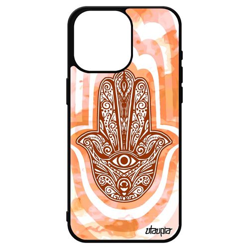 Coque Antichoc Pour Iphone 15 Pro Max En Silicone Main De Fatma Porte Bonheur 512 Go Telephone L'Il Khamsa Orange 4g Housse