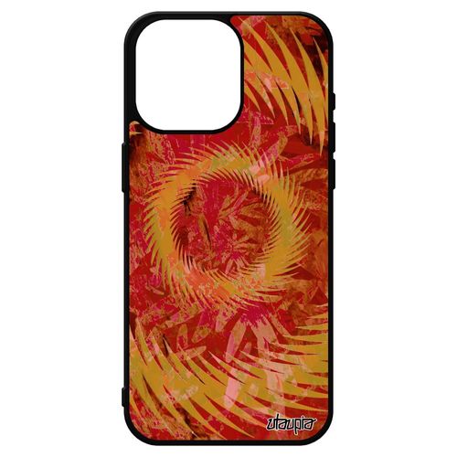 Coque Pour Iphone 15 Pro Max Silicone Mandala Dessin Texture Orange Design Floral Soleil Case Smartphone Housse Coloré Motif