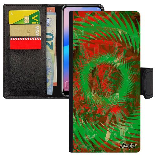 Coque À Rabat Iphone 15 Pro Max Mandala Mobile Vegetal Rouge De Protection Design Etui Fond Sphère Effet Jolie Motif En