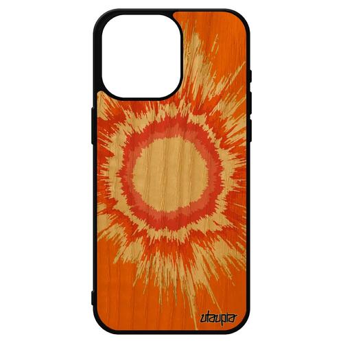 Coque Bois Iphone 15 Pro Max Silicone Explosion Case Modern Galaxie Coloré Artisanal Soleil Texture Espace Orange Pas Cher 4g