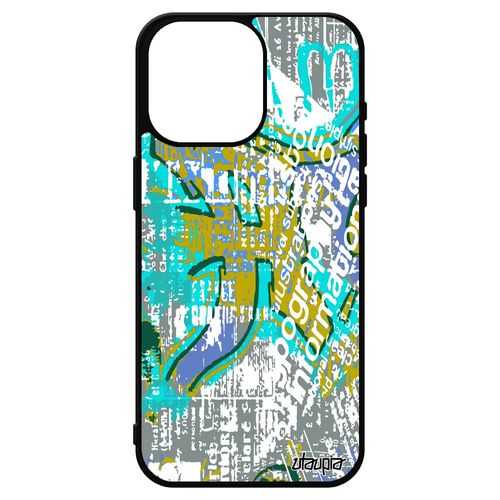 Coque Street Art Iphone 15 Pro Max Silicone Peinture Ecriture Fond Tagué Smartphone Antichoc Vert Bumper Effet Housse Design