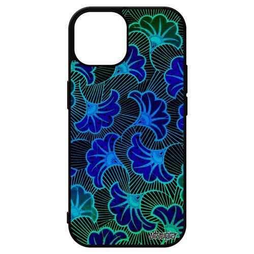 Coque Pour Iphone 15 En Silicone Wax Coloré Solide Smartphone Tissu Housse Afrique Fantaisie Bleu Portable Ethnique Africain