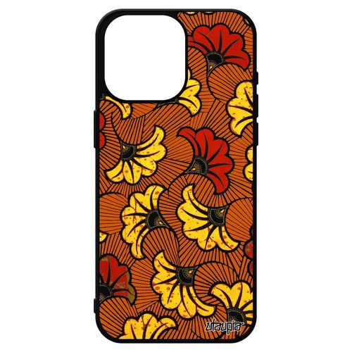 Coque Iphone 15 Pro Max Silicone Wax Fantaisie Motif Housse Ethnique Design 4g Afrique Orange Antichoc Tissu Coloré Africain