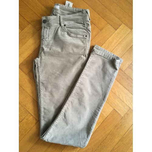 Pantalon En Velours Raz Gris Clair Promod Taille 40