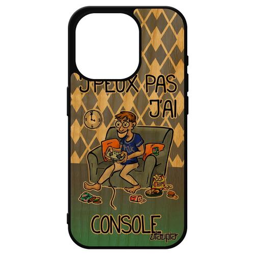 Coque Silicone J'peux Pas J'ai Console Iphone 15 Pro Bois Texte Cover Gamer Portable Jeux Video Play Je Caoutchouc Mobile Geek