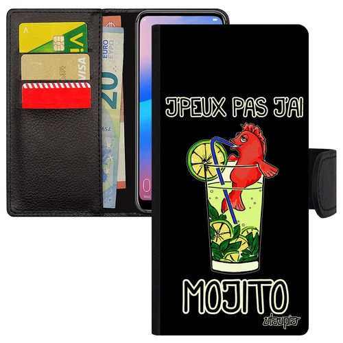 Coque Iphone 15 Pro Max En Simili Cuir Portefeuille J'peux Pas J'ai Mojito Humoristique Bourré Etui Rigide Poisson Rouge Drole