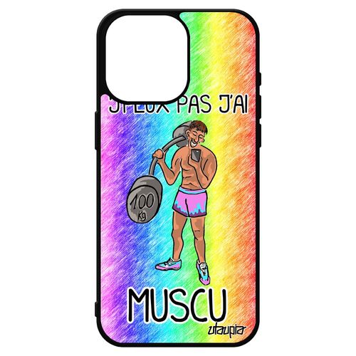 Coque J'peux Pas J'ai Muscu Iphone 15 Pro Max Silicone Housse Fitness Musculation Telephone Drole Motif Vert Sport Comique