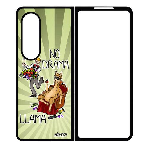 Coque Pour Z Fold 4 En Silicone No Drama Lama Texte Comique Bd Cartoon Motif Vert Drole Llama Housse Alu Personnalisé Samsung Galaxy