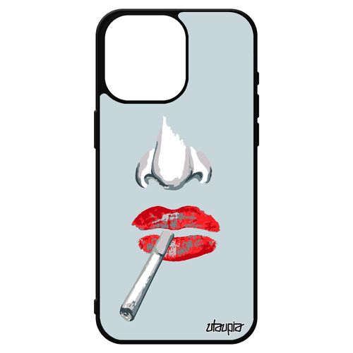 Coque Iphone 15 Pro Max En Silicone Femme Unique Souple Bisou Rouge Case Fatale Art Femme 512 Go Love Mobile Levres Cigarette