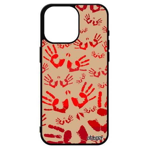 Coque Pour Iphone 15 Pro Max Silicone Empreinte Main Cadeau De Noel Imprimé Dessin Rouge Femme Smartphone Doigt Portable Etui